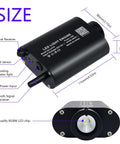 LED light engine for 16W Fiber Optic Lights Starlight Headliner Kit With APP Bluetooth Control, showing ports and dimensions