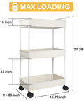 Beige Diaper Caddy Organizer With Movable Cart For Changing Table And Crib, showing dimensions and max load capacity.