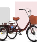 Adult Folding Three Wheel Tricycle With Front And Rear Dual Brakes Pneumatic Spoke Wheels Back Cabin Cargo Adjustable Seat