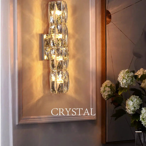 Gold Crystal LED Wall Light Sconce Dope Modern Elegant Wall Mount Lamp for bedroom living room bathroom hallway decor