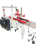 Top Shelf Automatic Carton Sealer And Tape Strapping Machine Secures Shipping Cases With Ease Hassle Free Sizing Smooth Running Industrial 110V Power Packing Workhorse with roll feed and adjustable tape gun.