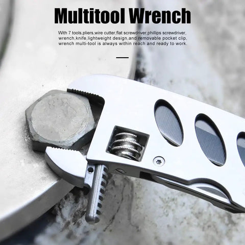 Compact Multitool Wrench With Seven Tools Including Pliers Wire Cutter Flathead And Phillips Screwdrivers Portable Folding Stainless Steel For Camping And Home Repair Durable Everyday Carry