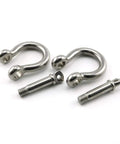 Hardcore 304 Stainless Steel Bow Shackle With Tight Screw Pin And M10 Beefy Rigging Hardware For Paracord Bracelets, two shackles and pins.