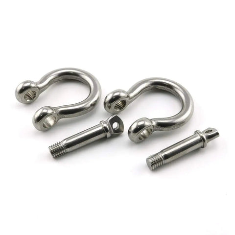 Hardcore 304 Stainless Steel Bow Shackle With Tight Screw Pin And M10 Beefy Rigging Hardware For Paracord Bracelets, two shackles and pins.