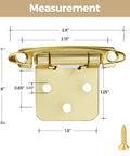 Top Shelf Gold Cabinet Hinges Four Pack Semi Concealed One Half Overlay measurement details with dimensions and screw.