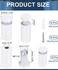 Product size of Stainless Steel 16-Piece Mirror Wall Mount Standoff Screws Kit with Anchors and Hardware in White Finish.