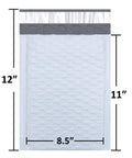 Poly Bubble Mailers 8.5 By 12 Inches Self Seal Water Resistant Cushioned Padded Envelopes 10 Pack shown with dimensions