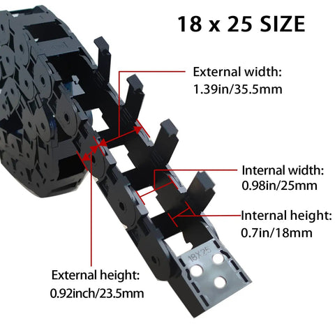 Open Type Drag Chain Cable Carrier For CNC Router Mill And 3D Printer 39.4 Inch Long R28 Bend Radius Nylon PA66 Material details