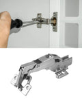 Person installing Hydraulic Corner Cabinet Hinge With Soft Close And 165 Degree Opening Easy No Drill Install For Frameless Inset Cabinets