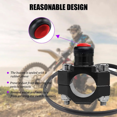 Slick CNC Universal Motorcycle Kill Switch Toggle, Rugged Aluminum Alloy Engine Stop Start Button with rubber sleeve design.