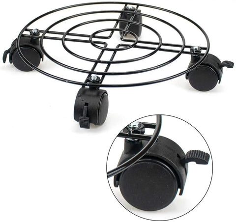 Heavy Duty 12 Pack Threaded Swivel Caster Wheels With Hella Smooth Rolling And Locks Up Tight Brakes Built Real Tough For Moving Large Potted Plants On Plant Stands In Black - close-up of casters and base