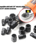 11 Piece Twist Socket Set For Damaged Bolts And Lug Nuts 9mm To 19mm Nut Remover Kit with Punch Rod alongside drill and wrenches