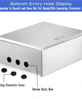 Heavy Duty Stainless Steel Electrical Enclosure Box With Hinged Cover for Indoor and Outdoor Use, showcasing bottom entry hole.