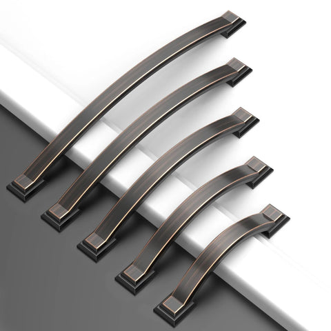 Brushed Gold Cabinet Pulls 4 Inch Hole Centers 102mm Arch Design 10 Pack Heavy Duty Zinc Alloy Kitchen Cabinet Handles