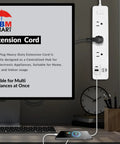 Go-To 5.9 Foot Power Strip with 2 USB Ports and USB Type C Plug, 10A, Pack of 2, shown mounted near a desk charging devices