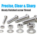 Huge 900 Piece Stainless Steel Nuts And Bolts Set With Metric M3 M4 M5 M6 Screws Pan Head Phillips Drive And Flat Washers