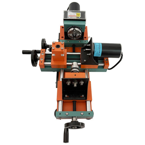 Techtongda Mini Wood Lathe With Dual Motors For Turning And Drilling Soft Metals Plastic Plexiglass Compact Buddha Bead Machine For Crafters Teaching Tool High Torque 220V top view with dual motors and precision setup.