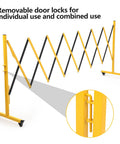 Rock Solid Expandable Metal Safety Gate With Lockable Caster Wheels Heavy Duty Folding Security Barrier with removable locks.
