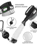 Two Pack Golf Club Brush With Magnetic Keychain And Oversized Cleaning Head, Dual Nylon And Steel Bristle Groove Cleaner