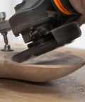 Knockout Turbo Scraper Wheel For Angle Grinders With Swivel Carbide Blades Slick Aluminum Body used on wood to plane raw lumber.