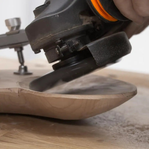 Knockout Turbo Scraper Wheel For Angle Grinders With Swivel Carbide Blades Slick Aluminum Body used on wood to plane raw lumber.