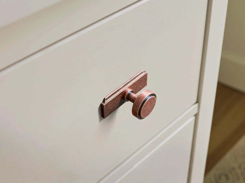 Antique Copper Cabinet Knobs With Backplates Zinc Alloy Drawer Pulls 6 Pack Vintage Copper Single Hole Cabinet Handles on dresser