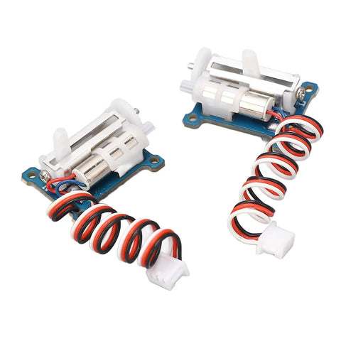 Slick 1.5g Micro Digital Servo For RC Planes And Mini Drones showing two lightweight units with wires and mounting base.