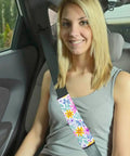 10 Pack Sublimation Blank Car Seat Belt Pad Covers Neoprene DIY Heat Transfer Cushions for Auto Interiors in use