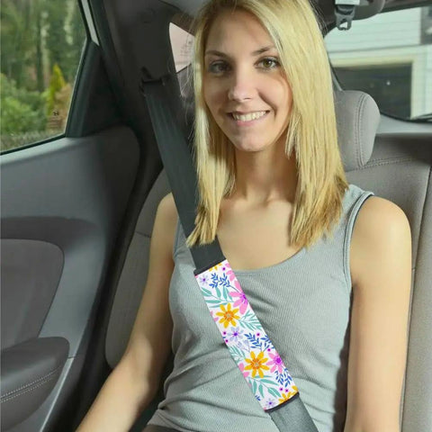 10 Pack Sublimation Blank Car Seat Belt Pad Covers Neoprene DIY Heat Transfer Cushions for Auto Interiors in use