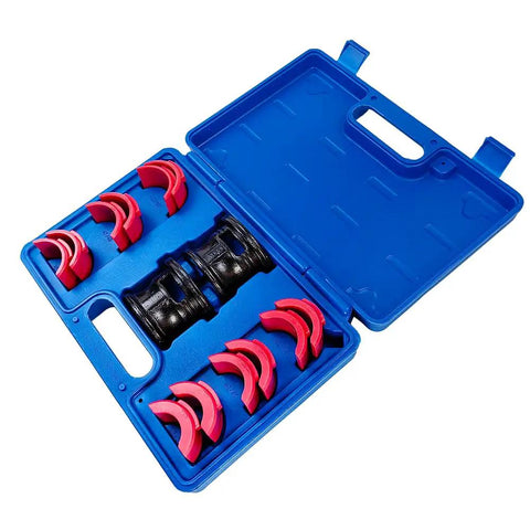 Fork Seal Driver Kit 14 Piece For Motorcycles Pro Grade Fork Seal Installer And Removal Tool Set displayed in open blue storage box