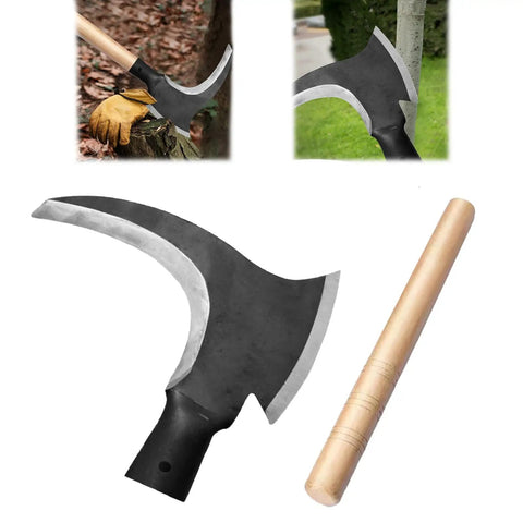 Double Scythe For Weeding And Outdoor Mowing High Manganese Steel Blade 2.8Mm Thick Durable Grass Sickle With Wooden Handle