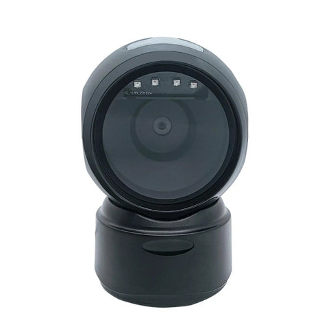 Front view of Wireless Bluetooth Barcode Scanner with Omnidirectional 1D and 2D QR Codes Reading LED light and buzzer feedback