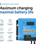 SmartSolar MPPT Charge Controller With Bluetooth 60A 250V MC4 NH354 with safety features displayed