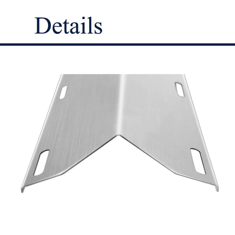 Close-up of Stainless Steel Grill Tent Shields And Burner Cover Kit For Jenn Air Glen Canyon Nexgrill Costco Kirkland 17.75 X 6.38 Inches Replacement Parts Fits Popular Gas Grills