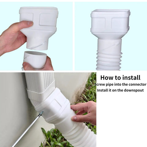 Extendable 16.5Ft Gutter Downspout Extension Pipe For 2x3 And 3x4 Downspouts, Flexible Drainage Tube installation guide