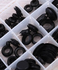125 Piece Rubber Grommet Seal Ring Kit With Plastic Storage Box For Faucets And Hoses, black rubber seals in compartment box