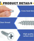 Kick Your Projects Into Gear With a Badass 500 Pack of Number Six X 1/2 Inch Flat Head Wood Screws showing cross head design and clear thread.