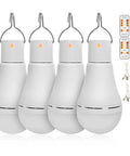 4 Pack Portable Emergency LED Light Bulbs USB Rechargeable Camping Lanterns With Remote Timer Five Lighting Modes Hook Included 1500mAh Smart Bulbs For Emergency, Camping, Hiking, Power Outages