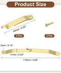 Product size illustration of Heavy Duty Folding Lid Support Hinges 2 Piece Set, 180 Degree Easy Swing in gold tone.
