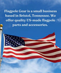 Beaded Retainer Ring For Internal Halyard Flag Pole System Keeps Flag Close To Pole On 2 Inch Diameter Poles Stainless Steel Cable Made In USA Silver Gray Finish Durable Flag Hardware securing American flag to pole.