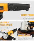 7-Inch Air Angle Grinder Heavy-Duty Pneumatic Workhorse With High-Torque Motor Hits 7500 RPM Free Speed safety trigger handle features