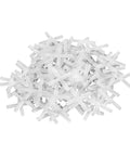 Pile of 1/8 Inch Hard Tile Spacers for Traditional or Leave-In Installations, 300 Pack, featuring longer legs and solid tips for alignment
