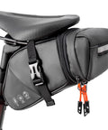 Expandable Bike Seat Bag Under Seat Waterproof Saddle Bag for Mountain Road and Commuter Bikes 1.5L to 2L capacity attached