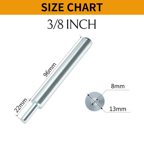 Size chart for Drop-In Anchor Setting Tool For Concrete, 3/8 Inch 16 Thread, Carbon Steel With Zinc Plating, showing dimensions.
