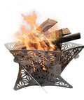 Portable Camping Fire Pit With Grill For Cooking, Outdoor Stove With Storage Bag, Backyard Patio Heater, Bonfire Pit in use