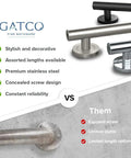 Comparison of Gatco Latitude II 24 Inch Bathroom Grab Bar Chrome Finish, Premium Stainless Steel Bath Safety Bar For Seniors And Helpers