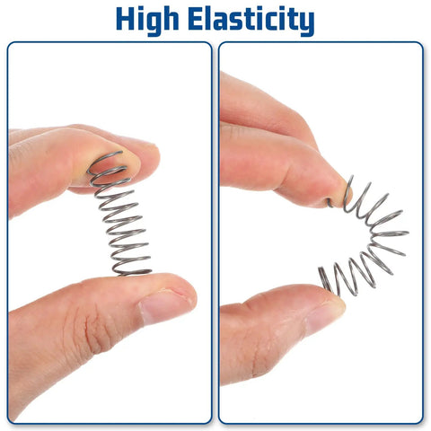 304 Stainless Steel Compression Spring Zero Point Eight Millimeter Wire Diameter 305 Millimeter Length for crafts and repairs shown in hand.