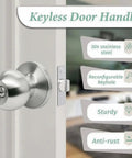 Brushed Nickel Round Privacy Door Knobs - Keyless Interior Door Knobs for Bedroom and Bathroom, 10 Pack, Smooth Satin Finish