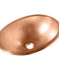 Strauss Dual Mount Handmade Pure Solid Copper Bath Sink 19 Inch Naked Copper, Artisan Crafted Basin with warm tone, angled view