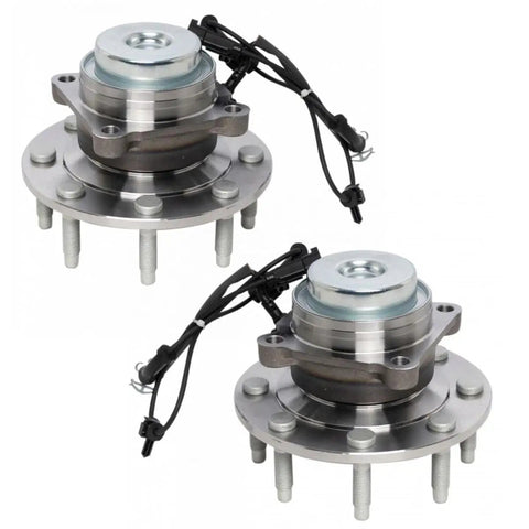 Premium Front Wheel Bearing And Hub Assembly Pair For 2018 To 2021 Chevy Express 2500 Gmc Savana, featuring dual assemblies with wires and bolts.